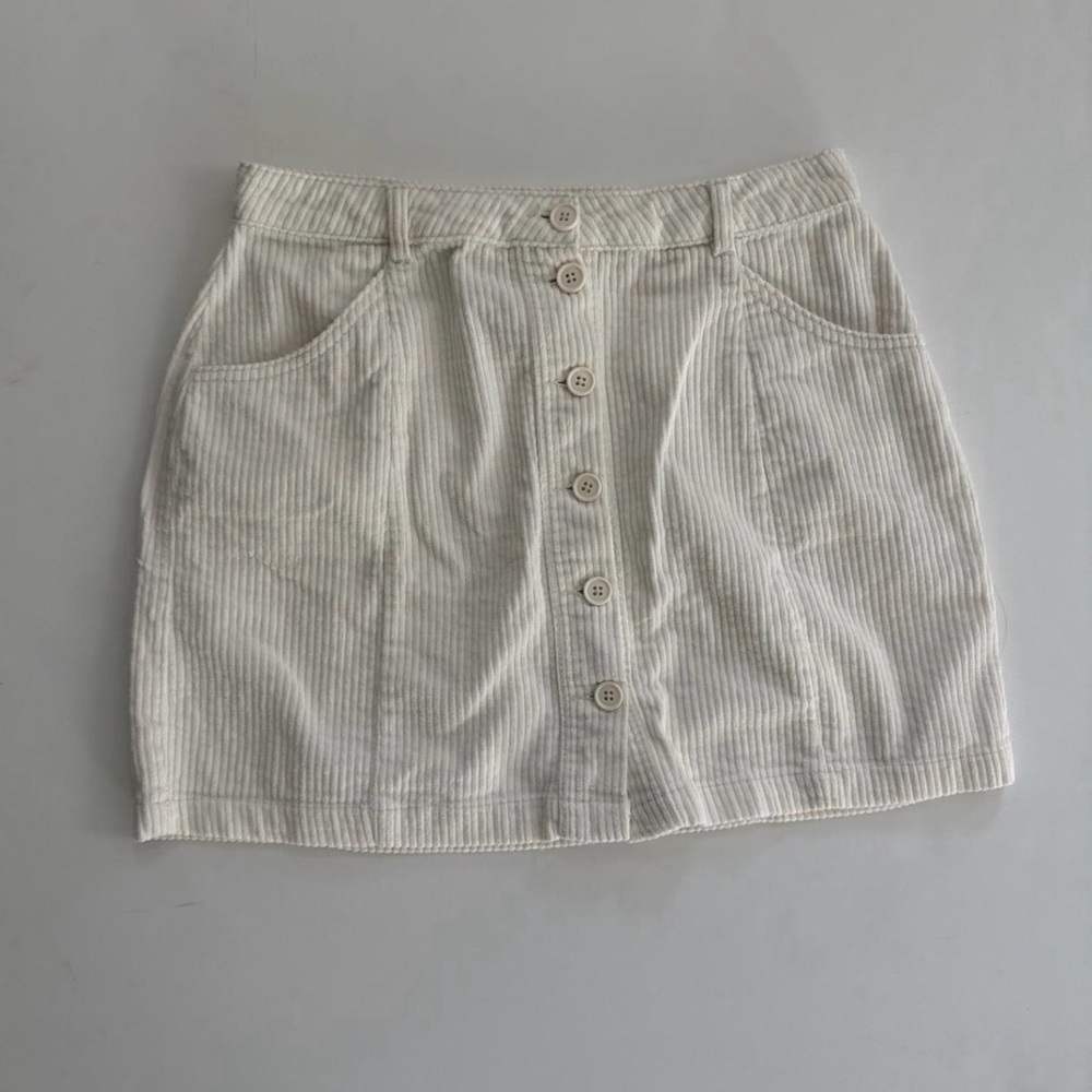 Corduroy Cream Button-Front Skirt